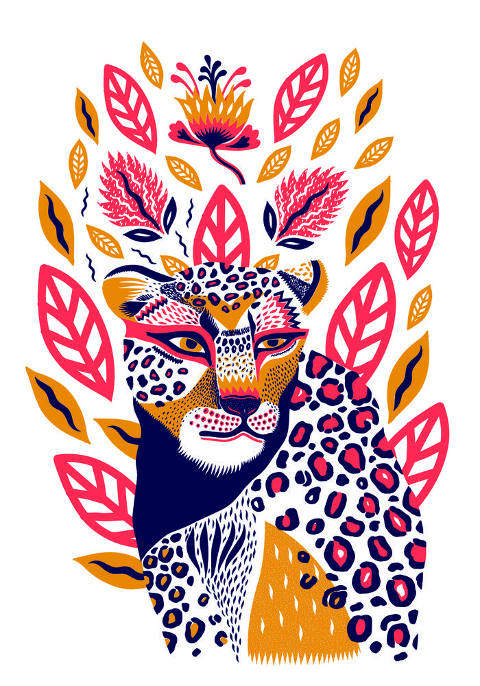 700x1000 panther in foliage in art i desire