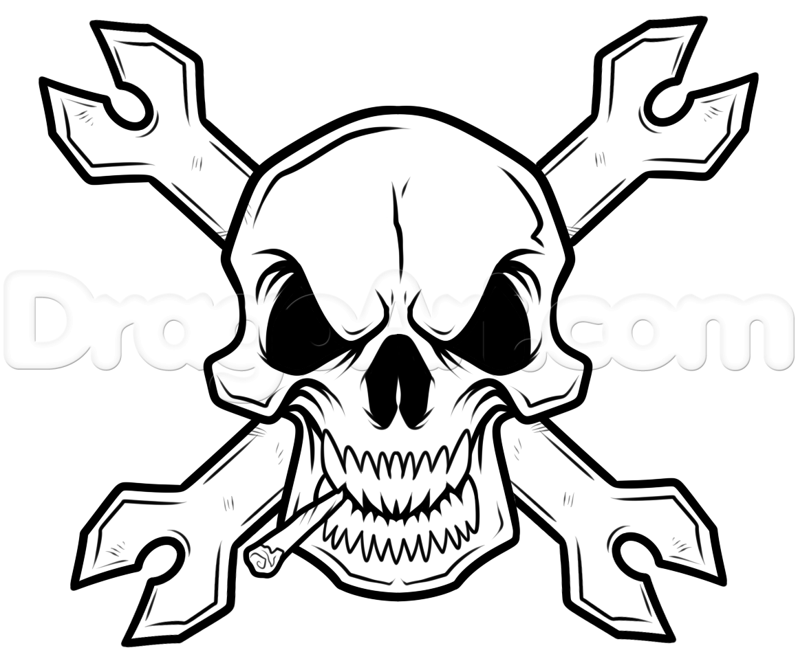 1160x978 Step Chrome Skull Drawing Lesson