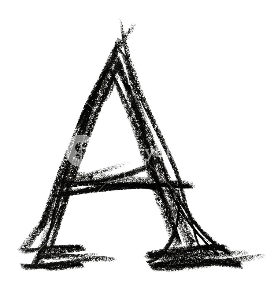 896x1000 Handwritten Sketch Black Letter A On White Background Royalty Free