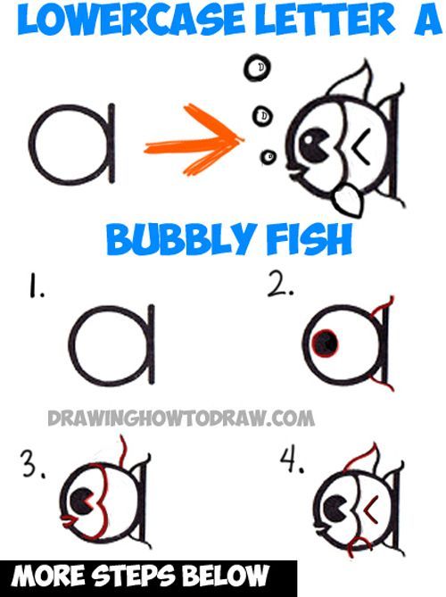 500x669 How To Draw A Cute Cartoon Fish From A Lowercase Letter A Shape