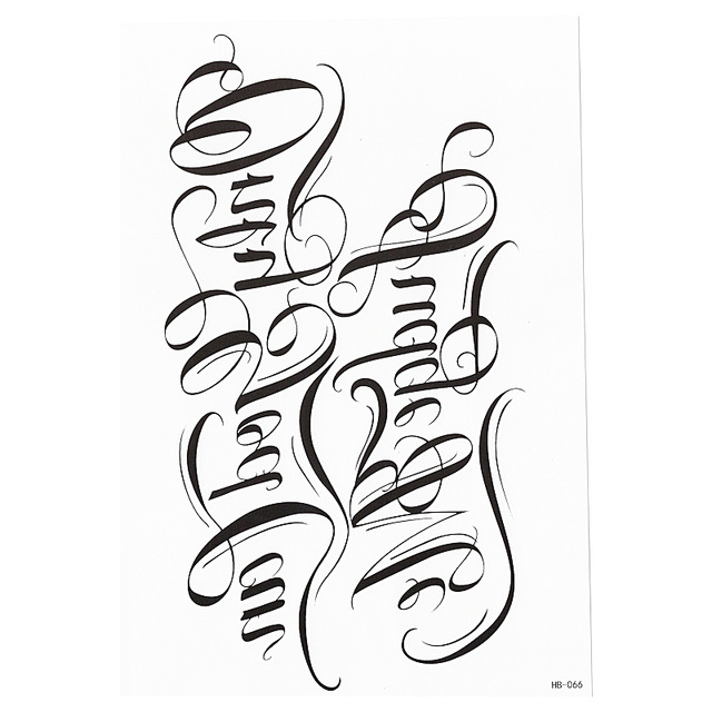 640x640 Black Words Temporary Tattoo Sticker Letter Art Waterproof Tattoo