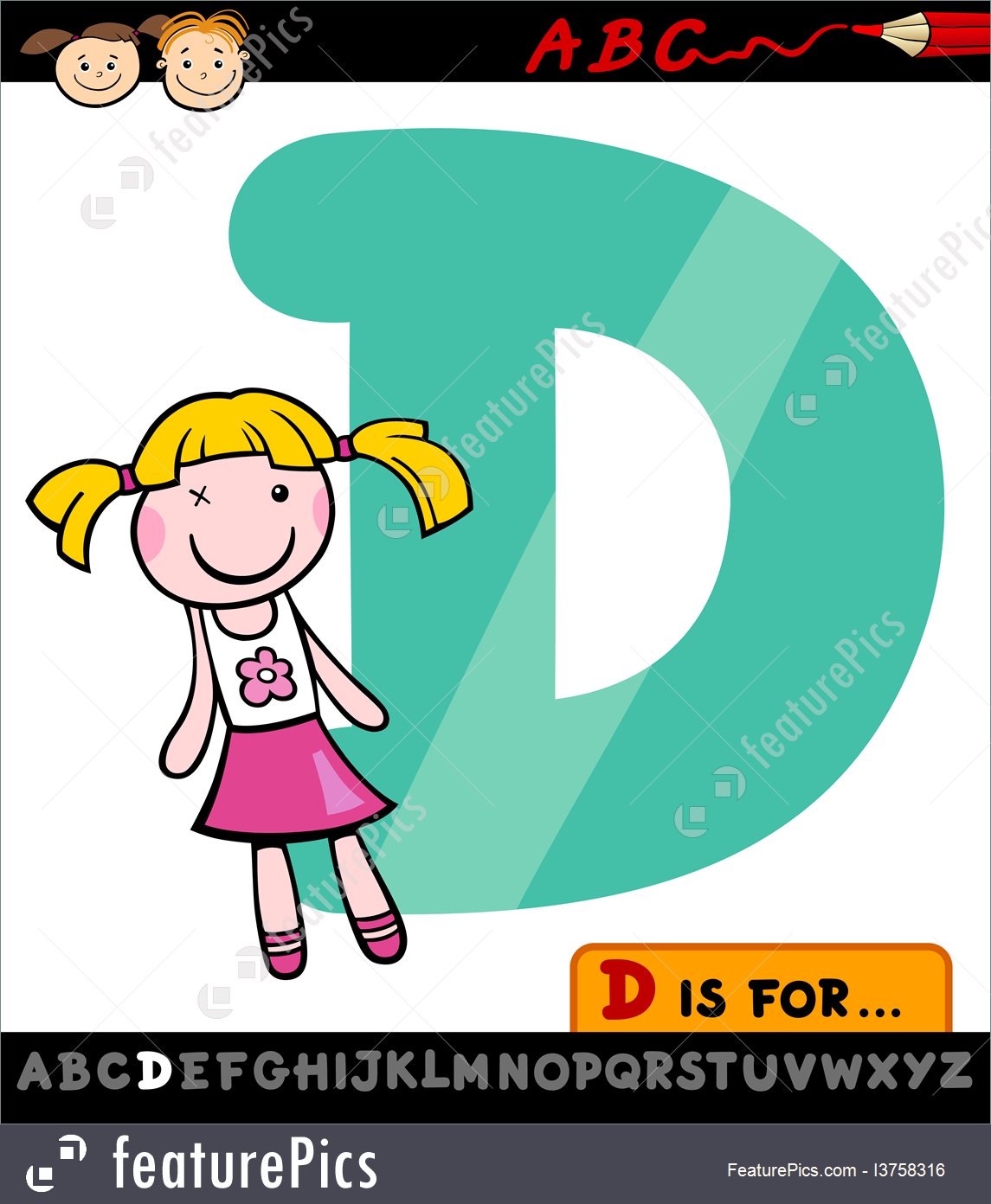 1145x1392 Letters And Numbers Letter D With Doll Cartoon