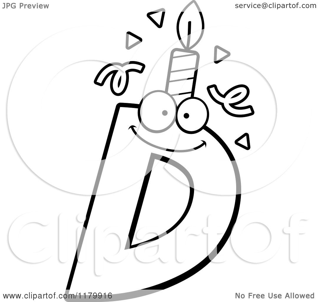 1080x1024 Cartoon Of A Black And White Letter D Birthday Candle Mascot