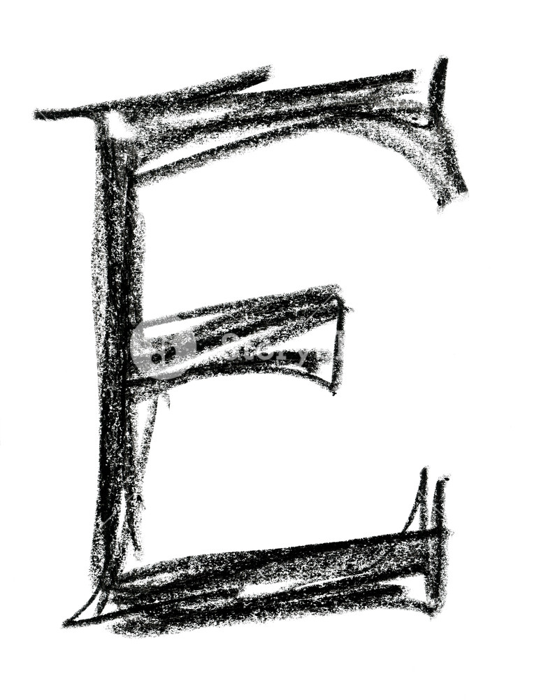 794x1000 Handwritten Sketch Black Letter E On White Background Royalty Free