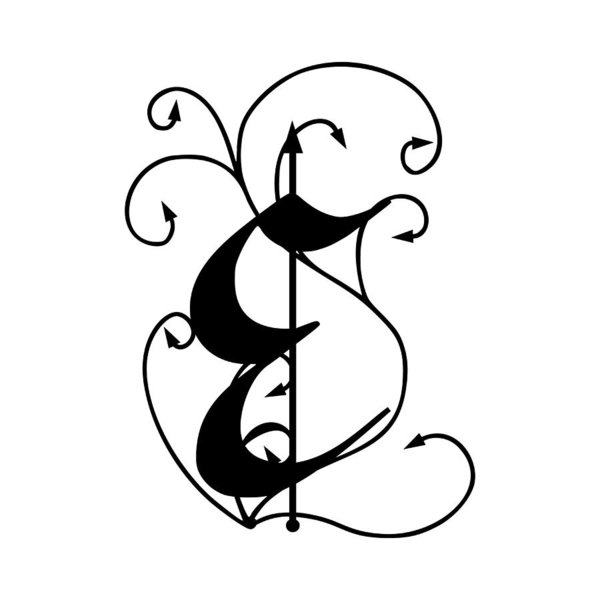 600x600 Letter E With Arrows Art Print