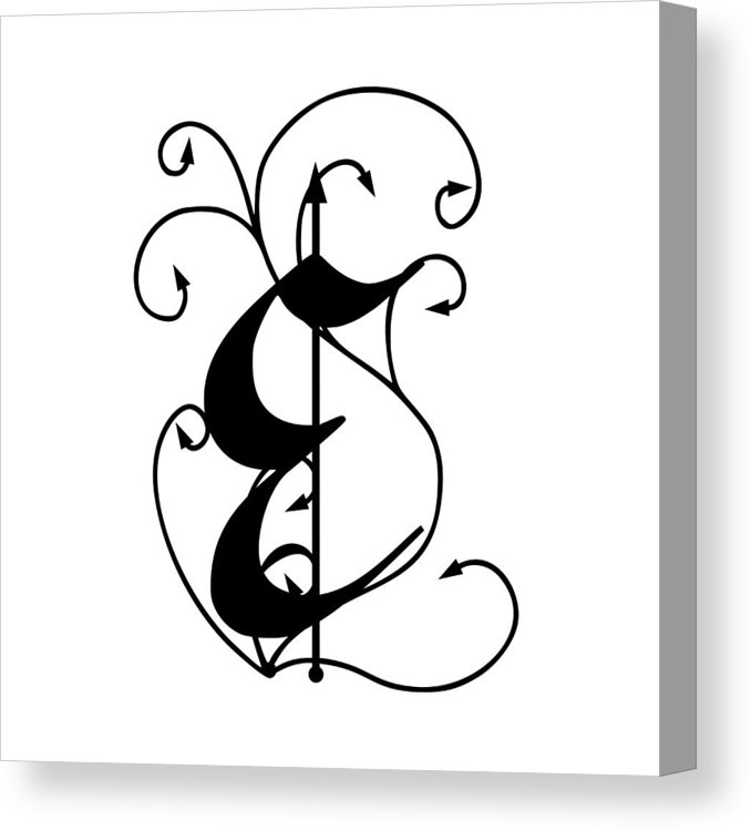 678x750 Letter E With Arrows Canvas Print Canvas Art