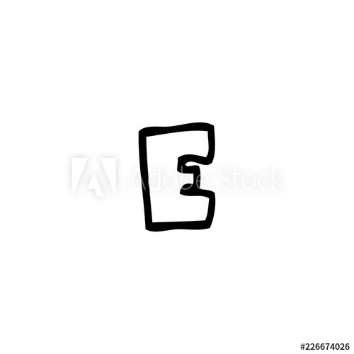 500x500 Line Drawing Cartoon Letter E