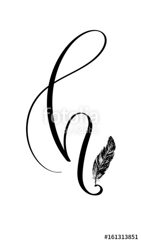 292x500 Hand Drawn Letter H In Modern Calligraphy Style Boho Art Print