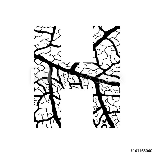 500x500 Nature Alphabet, Ecology Decorative Font Capital Letter H Filled