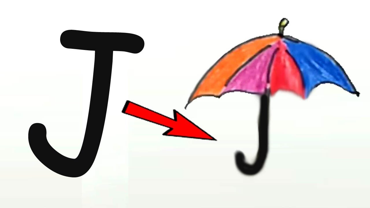1280x720 How To Draw Umbrella From Letter J