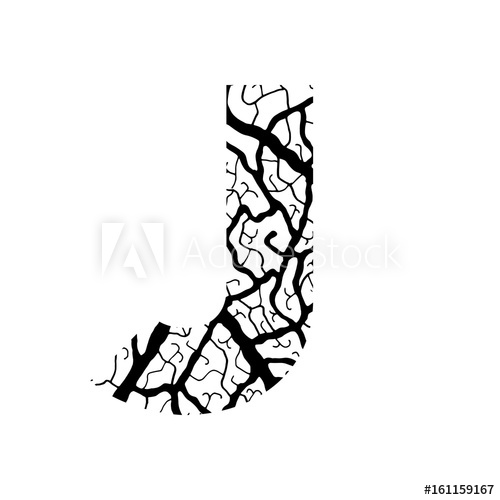 500x500 Nature Alphabet, Ecology Decorative Font Capital Letter J Filled