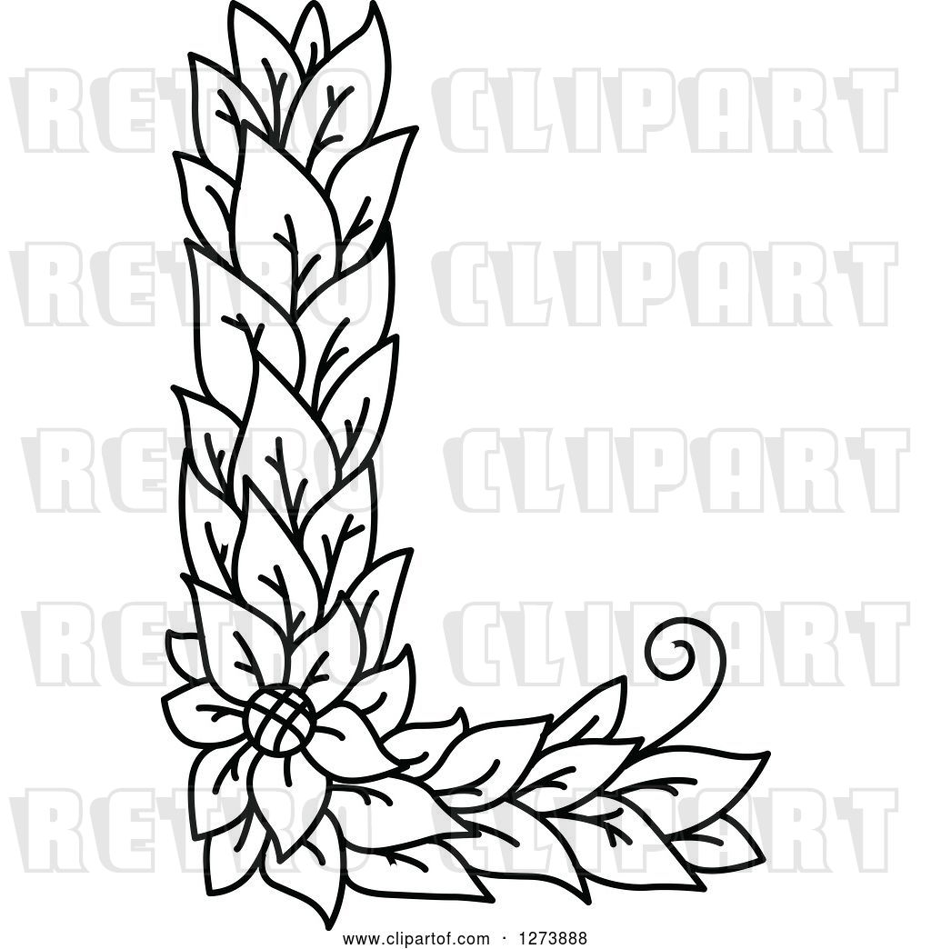 1024x1044 Vector Clip Art Of Retro Floral Capital Letter L With A Flower