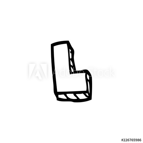 500x500 Line Drawing Cartoon Letter L