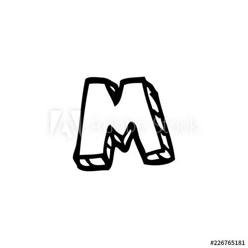 500x500 Line Drawing Cartoon Letter M