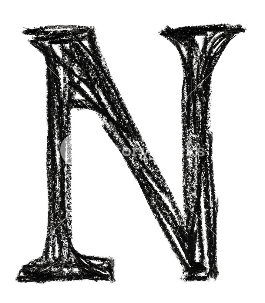874x1000 Handwritten Sketch Black Letter N On White Background Royalty Free