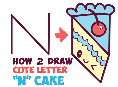 500x371 How To Draw A Cute Kawaii Piece Of Cake With A Face On It
