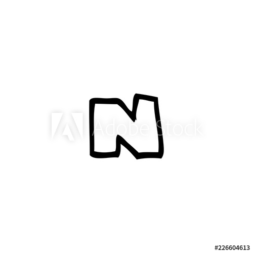 500x500 Line Drawing Cartoon Letter N