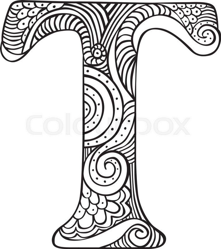 709x800 Hand Drawn Capital Letter T In Black