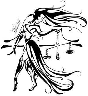 300x328 Libra Symbol And Star Tattoo Design