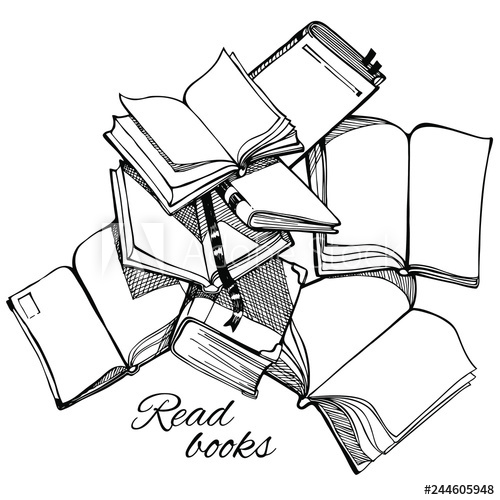 500x500 hand drawn sketch of opened books vector illustration in sketch