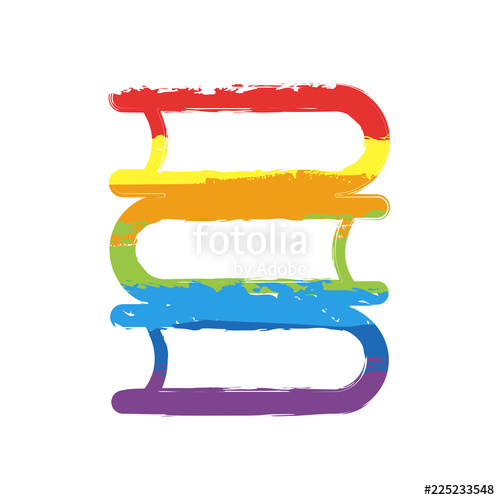 500x500 Library, Few Books Drawing Sign With Lgbt Style, Seven Colors