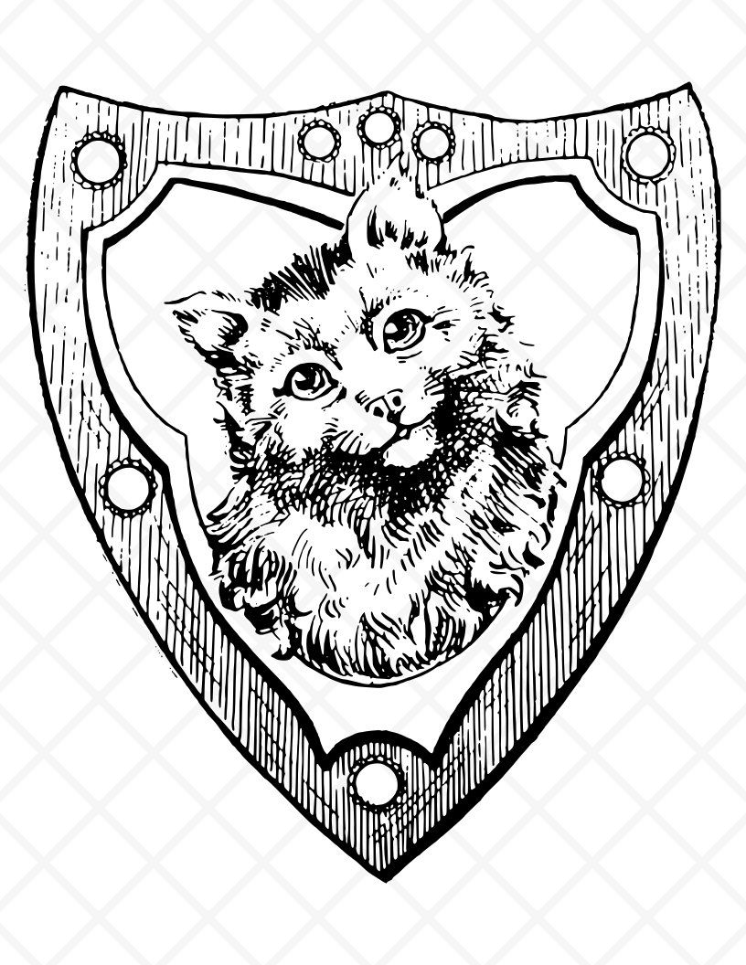 816x1056 Cat And Shield Illustration Vintage Drawing Antique Drawing