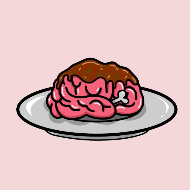 640x640 Brain In Plate, Mind, Drawing, Tasty Png And Vector For Free Download