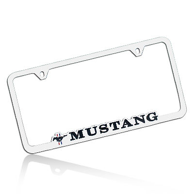 400x400 Ford Mustang Cut Out Chrome Metal License Plate Frame For Sale