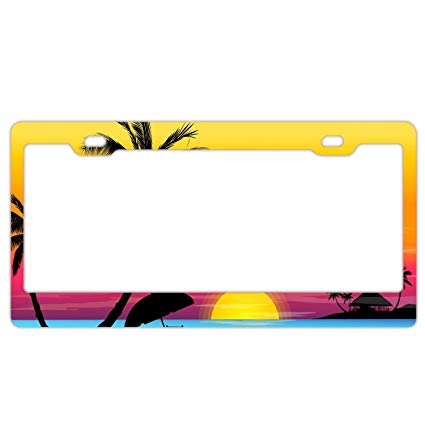 425x425 Artslifes Beach Sunset Car Vehicle License Plate Metal