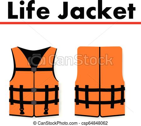 450x405 Life Jacket Isolated On White Background, Vector Art