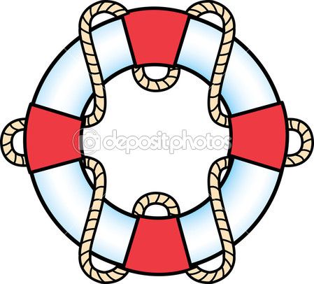 449x406 Red And White Life Preserver Ring With A Rope Stock Vector