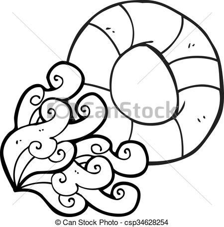 450x456 Freehand Drawn Black And White Cartoon Life Ring