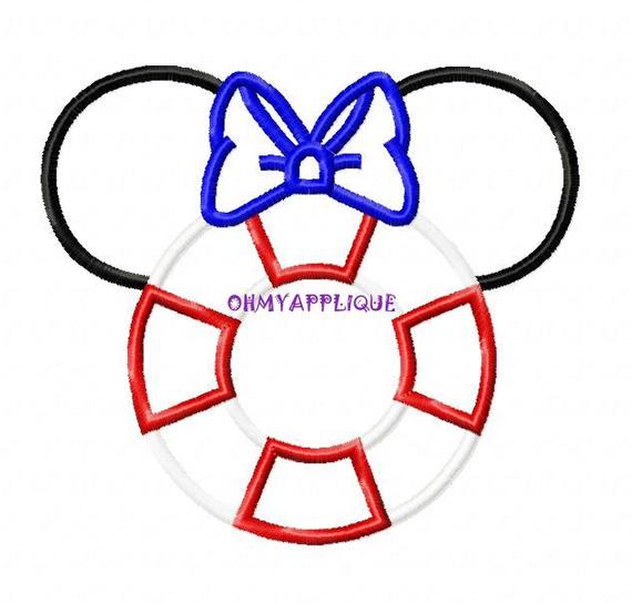 570x544 Character Inspired Mouse Cruise Life Ring Embroidery Applique Etsy