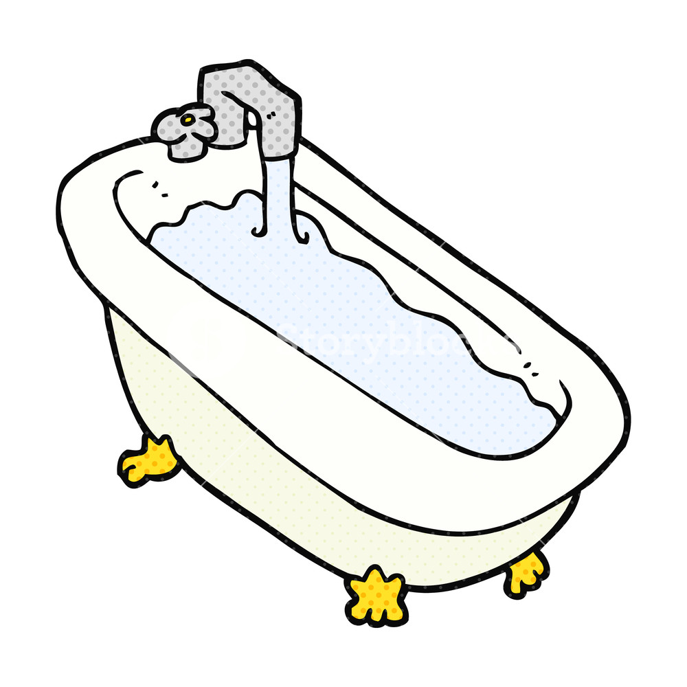 1000x1000 Freehand Drawn Cartoon Bath Full Of Water Royalty Free Stock Image