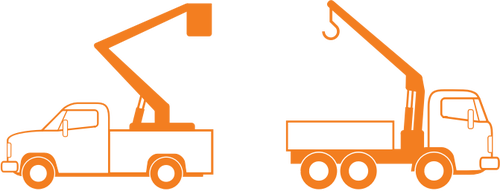 500x191 Lift And Crane Trucks Vector Drawing
