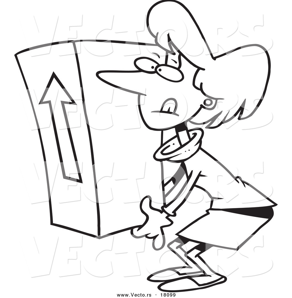 1024x1044 Vector Of A Cartoon Businesswoman Lifting A Heavy Box