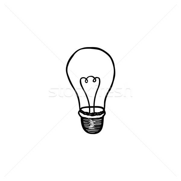 600x600 Lamp Bulb Isolated Over White Background Light Icon Doodle Line