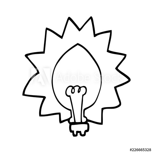 500x500 Line Drawing Cartoon Light Bulb