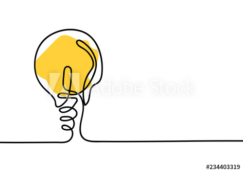 500x354 Continuous Line Drawing Light Bulb Of A Yellow Business Ideas