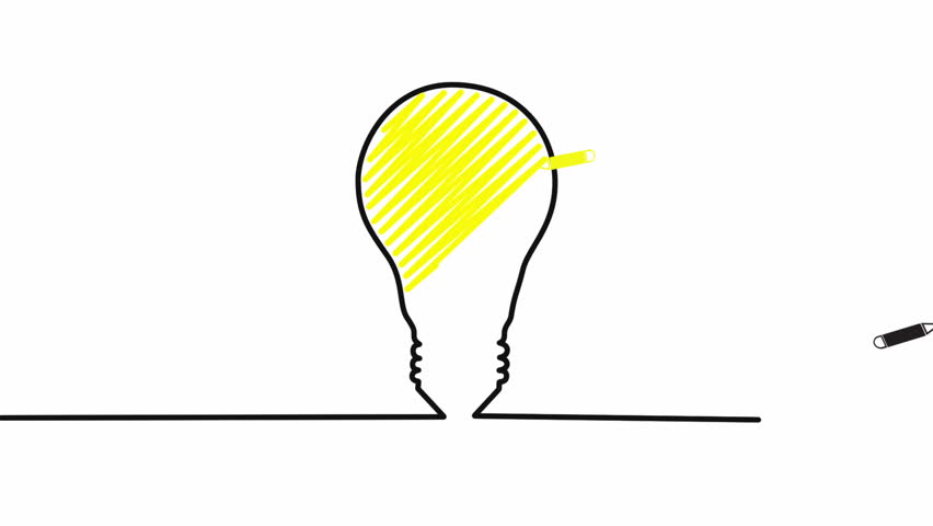 852x480 Pencil Drawing Lamp Idea Animation Motion Graphics Light Bulb