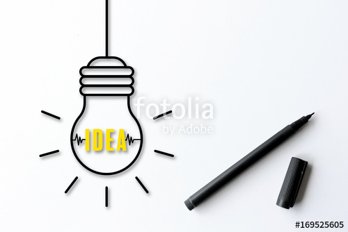 500x334 Pen Drawing Light Bulb On White Background Business Idea Concept