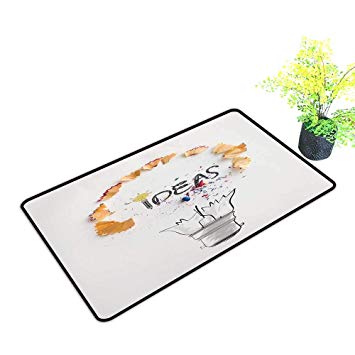355x355 Gmnalahome Extra Thick Door Mat Hand Drawn Light Bulb