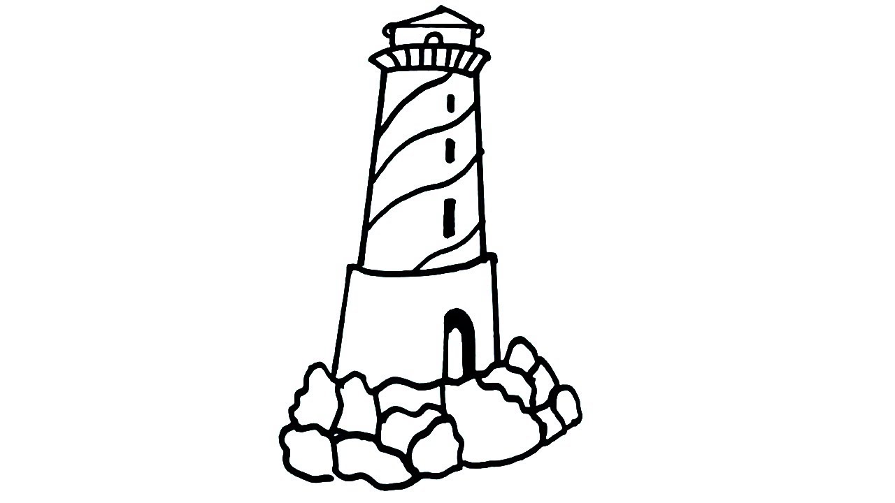 1280x720 How To Draw A Light House Easy Light House Drawing Draw Easy