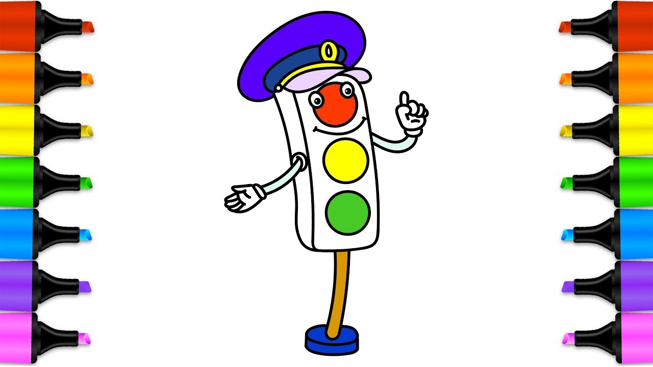 1280x720 Learn Drawing For Kids With Coloring Pages Traffic Lights Signal