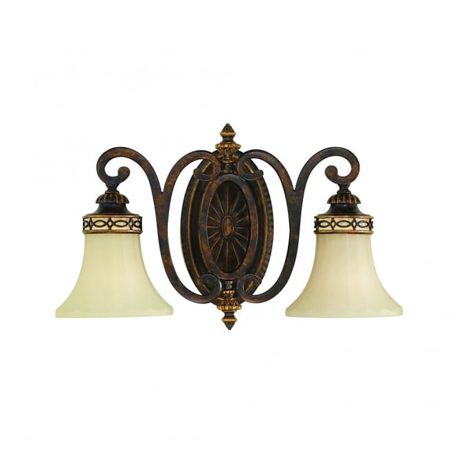 665x665 Edwardian Design Double Wall Light In Walnut Bronze With Fluted Glass