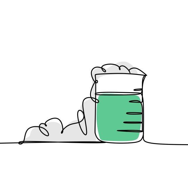 640x640 chemical reaction continuous line drawing vector illustration