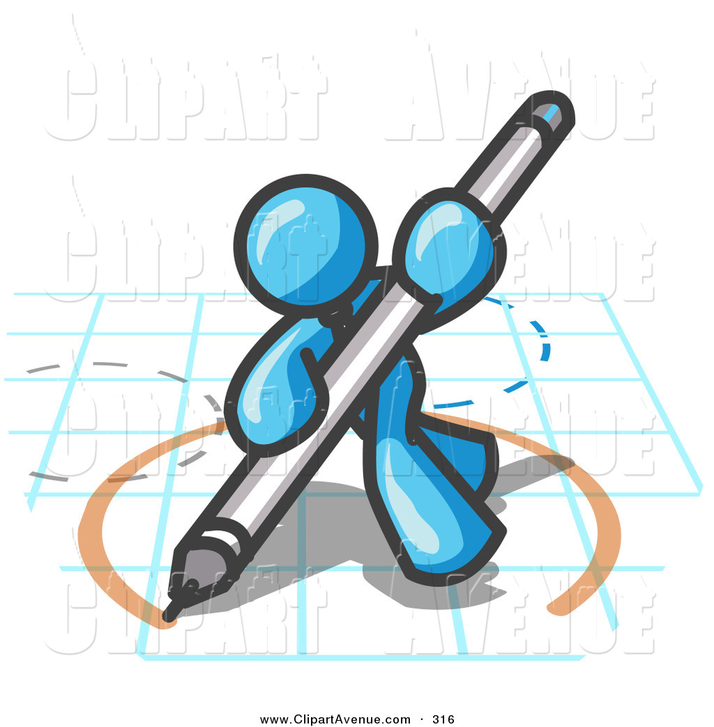 1024x1044 Avenue Clipart Of A Light Blue Businessman Holding A Pencil