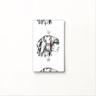 307x307 Black White Drawing Sketch Wall Plates Light Switch Covers Zazzle