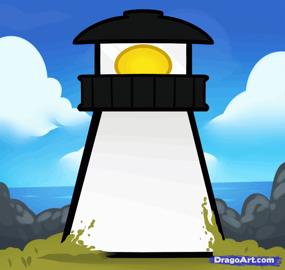 915x866 How To Draw A Lighthouse Easy, Step