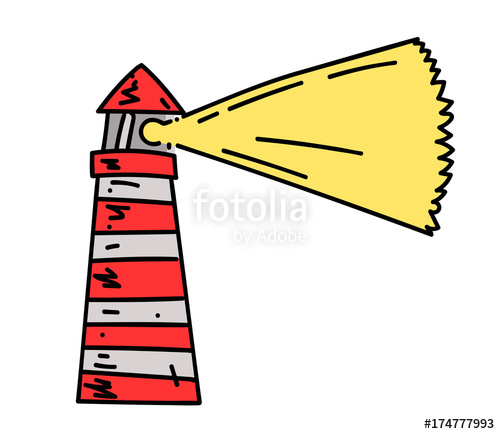 500x434 Lighthouse Cartoon Hand Drawn Image Original Colorful Artwork